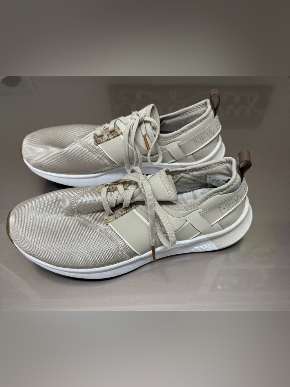 New Balance Women’s Beige Knit Sneakers